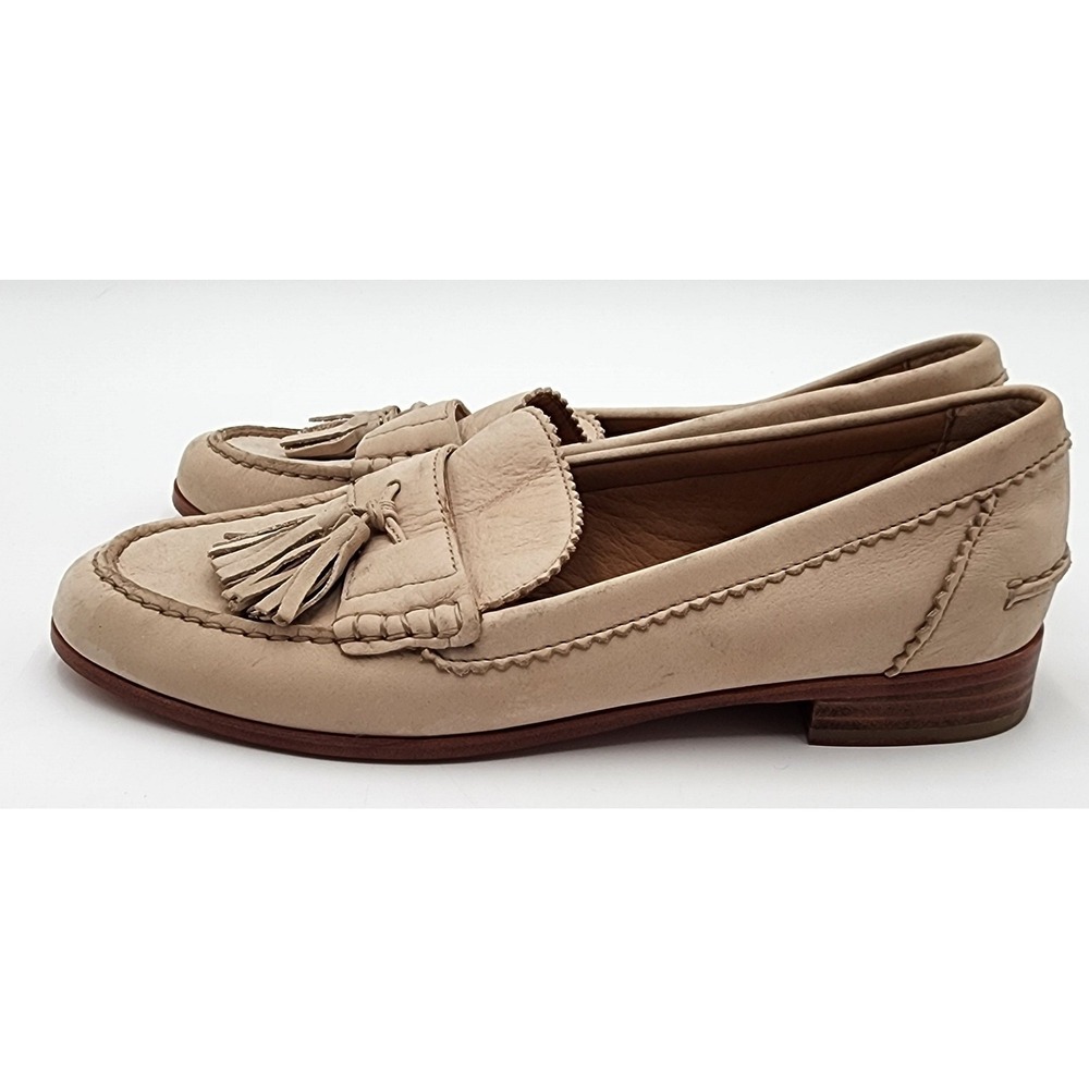 Coach Haydee Tassel Loafers Womens 9 B Beige Leather Whipstitch Slip On VGC - Picture 3 of 14